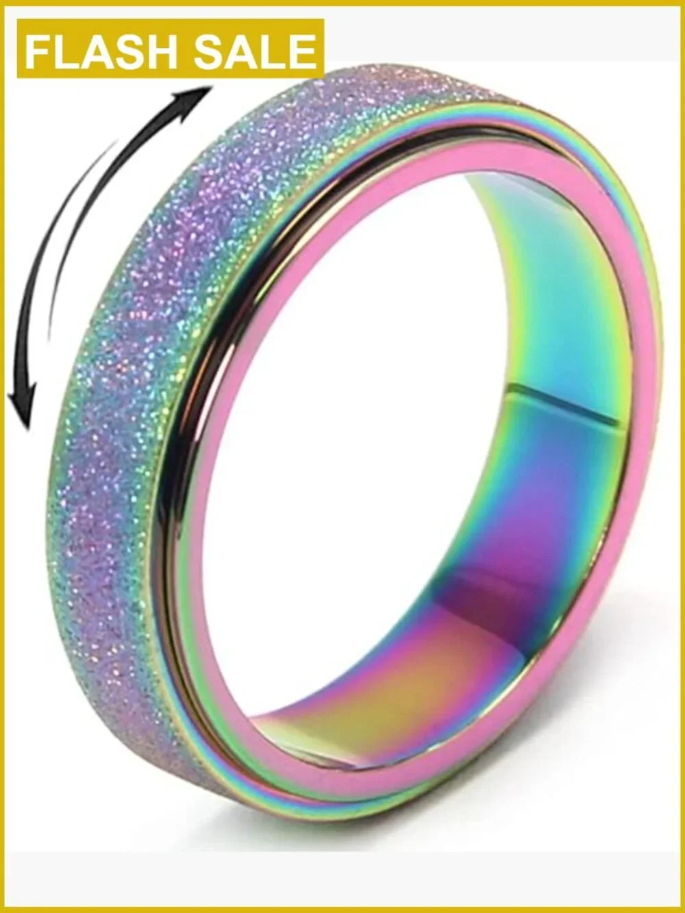 Spinner Anxiety Ring Fidget Ring Stainless Steel Size 6-12 6mm Width